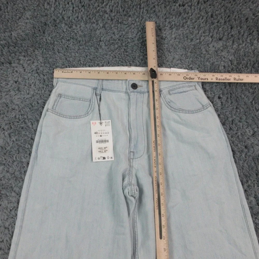Zara Jeans Mens 32x29* Light Blue Mid Waist Loose Wide Leg Ankle NWT - Picture 2 of 16